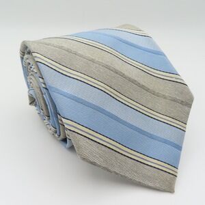 Brooks Brothers Tie Silk Gray Blue Striped 3.25" Wide 59" Long USA Makers